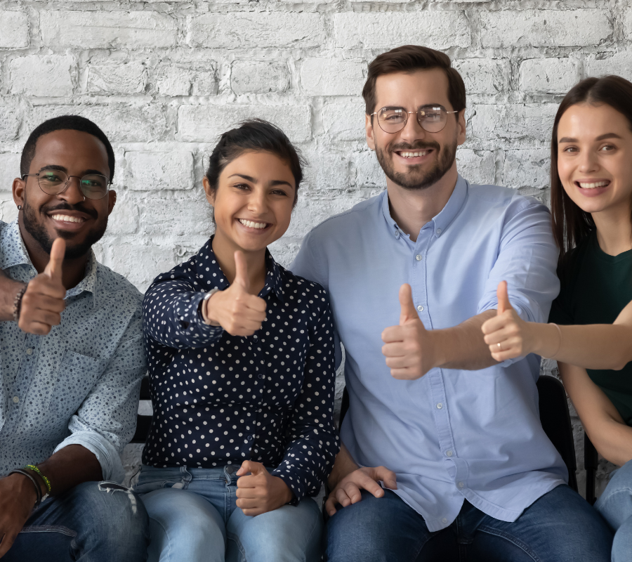 Job seekers - diverse people giving thumbs up
